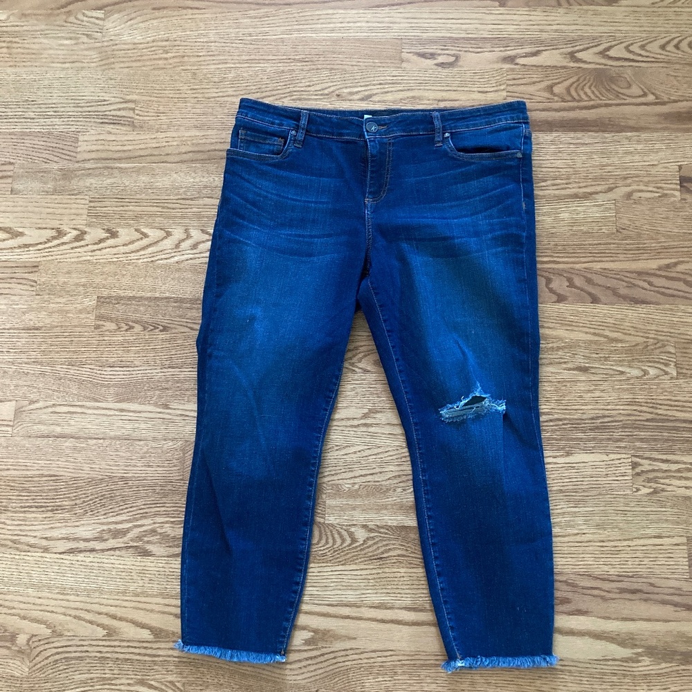 Kut From The Kloth Donna Crop Skinny Jeans Distressed dark wash 14